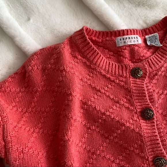 Vintage Express Tricot Salmon Cardigan SZ XL - Picture 9 of 14